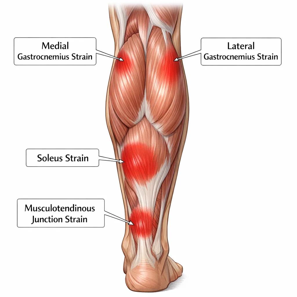 Runner massaging a painful calf after training