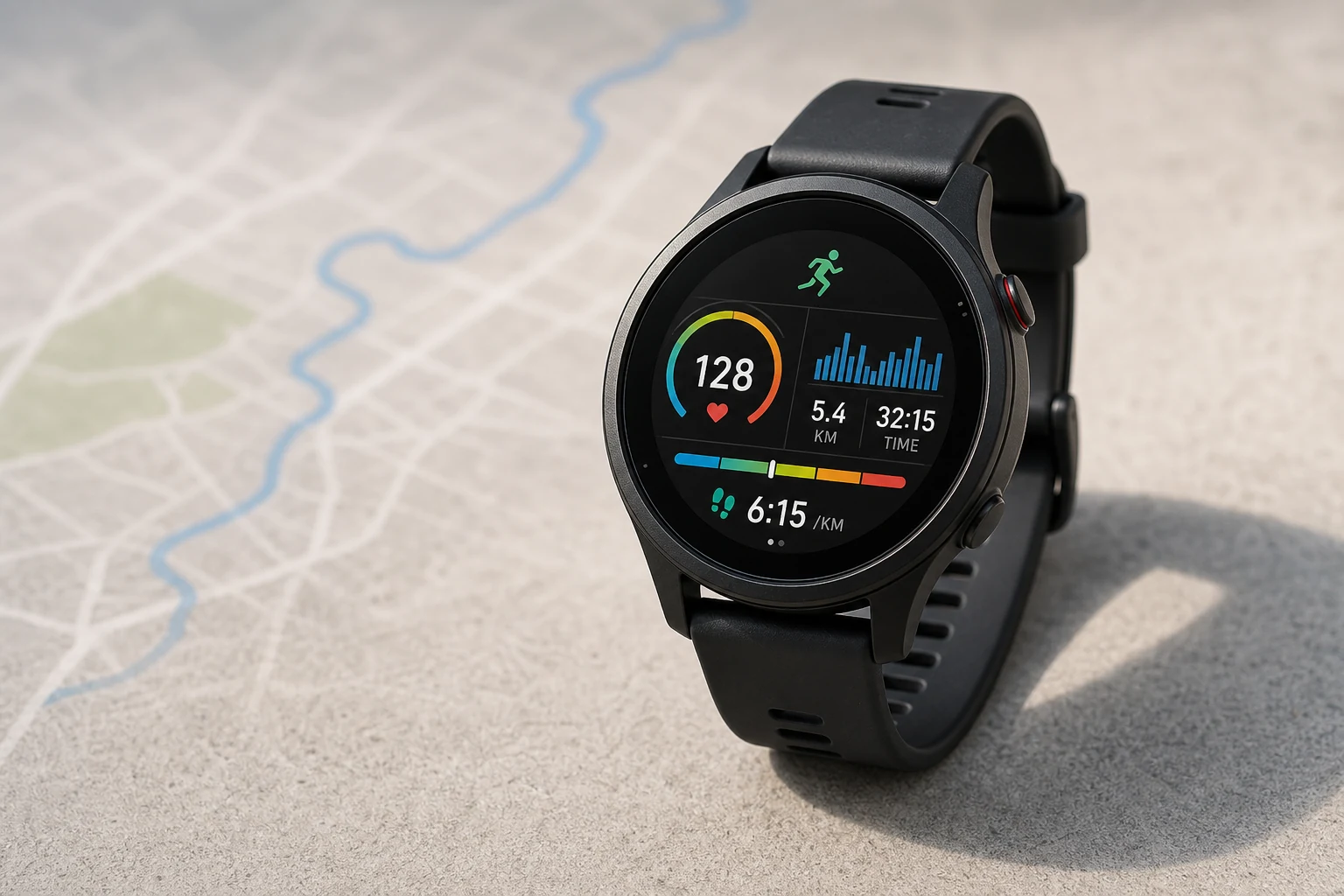 Generic GPS running watch with running metrics on the display